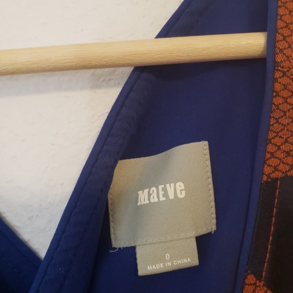 Anthropologie Size 0 Maeve Rokin Orange Blue Criss Cross Back Polka Dot Dress - Picture 5 of 10